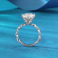 wholesale 925 Silver Classic Twisted White Gold Four-Prong Setting 90 Zircon Ring, Fashionable and Versatile-R1454 Platinum>9