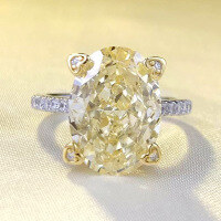 wholesale S925 Sterling Silver New 10*14mm Imported High Carbon Diamond Oval Yellow Diamond Ring Radiant Cut for Women-R762 Yellow Diamond No. 6