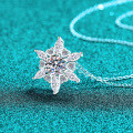 S925 Sterling Silver Moissanite Women's Heart Hexagon Pendant Necklace-0-0