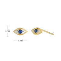 wholesale S925 Sterling Silver Personalized European And American Evil Eye Stud Earrings For Women, Elegant And Versatile Eye-shaped Zircon-accented Ear Accessories-925 silver gold plated 925 silver