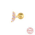 wholesale S925 Sterling Silver Ins-style Three Mini Diamond Threaded Piercing Ear Studs, PopularBone Earrings-0-10