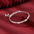 wholesale 999 Sterling Silver Dreamy Filigree Twist Bracelet for Women, Japanese and Korean Style Ins Bow French Bells Silver Bracelet-0-2