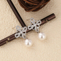 wholesale S925 Silver Pearl Ear Accessories with Chinese Knot, Crystal Zirconia Inlaid, National Style Elegance for Factory Wholesale-Shell Pearl Earrings - [Not with Silver Earrings]  925 Silver