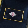 wholesale 925 Silver New Jewelry Pink Diamond Ring Simulated Diamond Ring Cluster Setting 5*7mm Pink Diamond Women's Ring-0-3