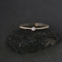 wholesale S925 Sterling Silver Single Diamond Ring for Women, Small and Minimalist Design, Light Luxury Zirconia Bean Ring, Adjustable Open Band-Copper with gold plating Adjustable opening