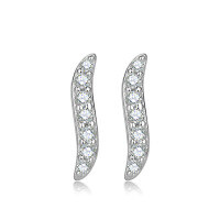 wholesale 925 Sterling Silver Women's Zircon Earrings, Niche Design, European and American Style Personality Earrings, S-Shaped Letter Earrings, High-End Feel Wholesale-Platinum 925 silver