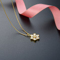 wholesale 925 Sterling Silver Floral Micro-Inlaid Zirconia Pendant Necklace for Women, Ins Fashion Versatile Cross-Border Amazon Flower Collarbone Chain-0-2