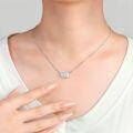 wholesale 925 Sterling Silver 6*8mm Oval 2-Carat Zircon Double Ring Necklace, Minimalist and Luxurious Feel, Niche-0-1