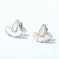 wholesale 925 Silver Plated Light Luxury Retro Korean Style Irregular Mirror Earrings with White Shell Inlaid for Fashion and Personality, High-End Feel Wholesale-0-3