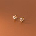 wholesale 925 Sterling Silver Hollow-Out Heart Earrings Sweet and Simple Elegant Diamond-Inlaid Anti-Loss Heart-Shaped Lovely Ear Clips M00225-0-3