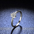 Silver Moissanite Ring Four Prong Sparkling Diamond for Women-0-3