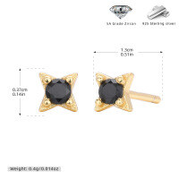 wholesale S925 Sterling Silver Casual Minimalist Black Zircon Inlaid Stud Earrings, Understated And Elegant Fashion Jewelry-925 silver gold plated 925 silver