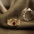 wholesale S925 Sterling Silver Red Elk All-Over Body French Retro Palace Style Versatile Ring Fashion Statement Ring Niche Women's Ring-0-0