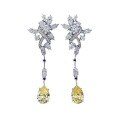 wholesale S925 silver new yellow and pink diamond earrings with micro-pave full diamonds, dynamic women's earrings for live streaming and drop shipping-0-4