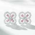 S925 Silver Zirconia Four-Leaf Clover Stud Earrings, High-Carbon Diamond, Ins Style-0-8