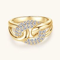 wholesale Metal material smalldesign twist knot zircon ring women cross-border fashion trendy ring imitation moissanite index finger ring wholesale-White 5 US