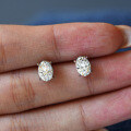 S925 Silver Four-Prong Oval Moissanite Wedding Earrings for Women-0-1