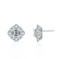 S925 Silver Four-Prong Stud Earrings with Square Emerald Moissanite-0-4