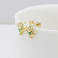 wholesale 18K gold jewelry wholesale, fashionable and trendy, niche and versatile, lightweight luxury style hollow-out emerald full-cut diamond earrings-0-2