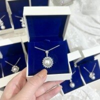 wholesale S925 Sterling Silver Superb Pearl Necklace Collection Cold Light Australian White Mother-of-Pearl Large Round Swarovski Pearl Pendant for Women-CYXL113 Ambilight 925 Sterling Silver