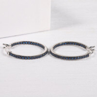 wholesale 925 Sterling Silver Fashionable and Unique Zirconia and Nano Stone Round Earrings, European and American Style Internet Celebrity Hoop Earrings, Available for Drop Shipping-Sapphire Nano Stone Earrings>925 Silver