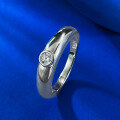 wholesale 925 Silver MoJing Jewelry Daily Minimalist 30-Point Round White Diamond Ring for Women, Small Design Wedding Band-0-2