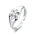 wholesale Metal S925 silver European and American retro versatile floral ring with an adjustable open band for women in a minimalist style-0-4