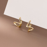 wholesale S925 sterling silver wave pattern minimalistasymmetric curve earrings for women M01273-S925 silver pair