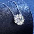 S925 Sterling Silver Moissanite Necklace, High-End Diamond-Sunflower Snowflake Pendant, Luxurious-0-0