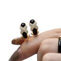 wholesale S925 Sterling Silver Red Elk Italian Enamel Black Gold Ear Studs, Vintage Style High-End Elegant Earrings for Women-0-4