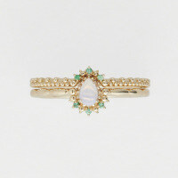 wholesale S925 Silver Plated 14k Gold Japanese Retro Style Natural Opal Set Ring-Opal Ring Set Size 7