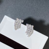 wholesale S925 Sterling Silver Full Diamond Inlay Zircon Wing Ear Studs Women's Ins Style Simple and Fade-Resistant-White-ED111 925 silver