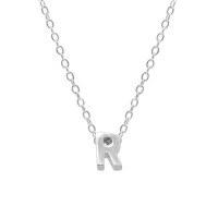wholesale Metal 925 Silver Plain 26 Letters Pendant Necklace, Ins Luxury Hot-selling Choker-White Gold-R&gt;925 Silver