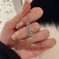 wholesale 925 Sterling Silver Music Note T Square Diamond Full Diamond Pendant Necklace Sweet and Elegant Temperament Niche Design Collarbone Chain-0-0