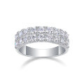 925 Sterling Silver Double Row Moissanite Ring, Women's Small Batch Luxury Cross-Border Hot-Sale New Wholesale Factory-0-3