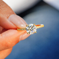 18K Gold Plated S925 Silver Round Moissanite Four-Prong Ring-2CT (set with zircon)  9 yards