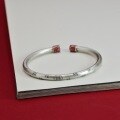 wholesale 9999 Pure Silver Auspicious Swastika Tracing Red Bracelet, Chinese Style Simple Antique-Inspired New Chinese Solid Open-End Bangle-0-5