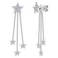 wholesale Sterling Silver Super Flash Five-Point Full Star Fringe Two-Way Earrings Unique Design High-End Moissanite Stud Earrings-0-4