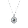 wholesale S925 silver plated women's moissanite pendant necklace, new in stock round-shaped drop wholesale-0-9