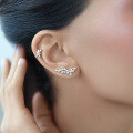 wholesale 925 Sterling Silver Leaf Earrings with Zircon Cross-borderIns Style Wholesale for Women-0-3