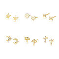 wholesale S925 Sterling Silver Minimalist Geometric Stud Earrings With Smiley Face Design, Versatile Wholesale-0-0