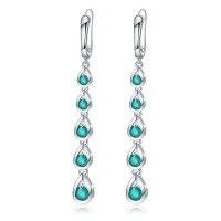 wholesale 925 Silver Blue Topaz Crystal Earrings, Exaggerated Elegance, High-End Statement Drop Earrings with Tassel and Teardrop Design-Tassel Water Drop Natural Green Agate Earrings>925 Silver