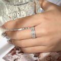 wholesale S925 Silver Plated 18k Gold Double Row Princess Cut 2mm Moissanite Luxury Full Diamond Inlaid Row Ring-0-5
