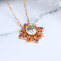 wholesale 925 Silver Green Amethyst Heavy RetroStyle Necklace Korean VersionIns Multi-Gemstone Collarbone Chain-0-3