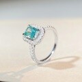 wholesale Platinum 2-carat Radiant Cut Moissanite Ring Paraiba Mint Green Square Prong Setting-0-3