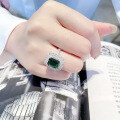 wholesale S925 Sterling Silver Transnational Elegant Luxury Simulated Emerald Cut 9*11 High Carbon Diamond Ring-0-3