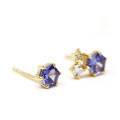 wholesale Metal Material: S925 Sterling Silver Gold Plated New Snow Star Set Earrings Tanzanite Ear Studs Women's Versatile Accessories Wholesale from Manufacturer-0-3