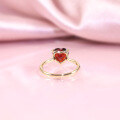 wholesale S925 Sterling Silver 2 Carat Gemstone Ring with Natural Garnet and Topaz Heart-Shaped Setting European and American Wedding Ring-0-3