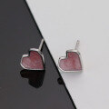 wholesale Sterling Silver S925 Heart-shaped Enamel Earrings With A Trendy And Minimalist Design, New Release-0-4