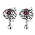 wholesale Metal: S925 Sterling Silver Retro ethnic national trend hollow auspicious cloud lucky bead pendant exquisite ear clips versatile earrings-0-4